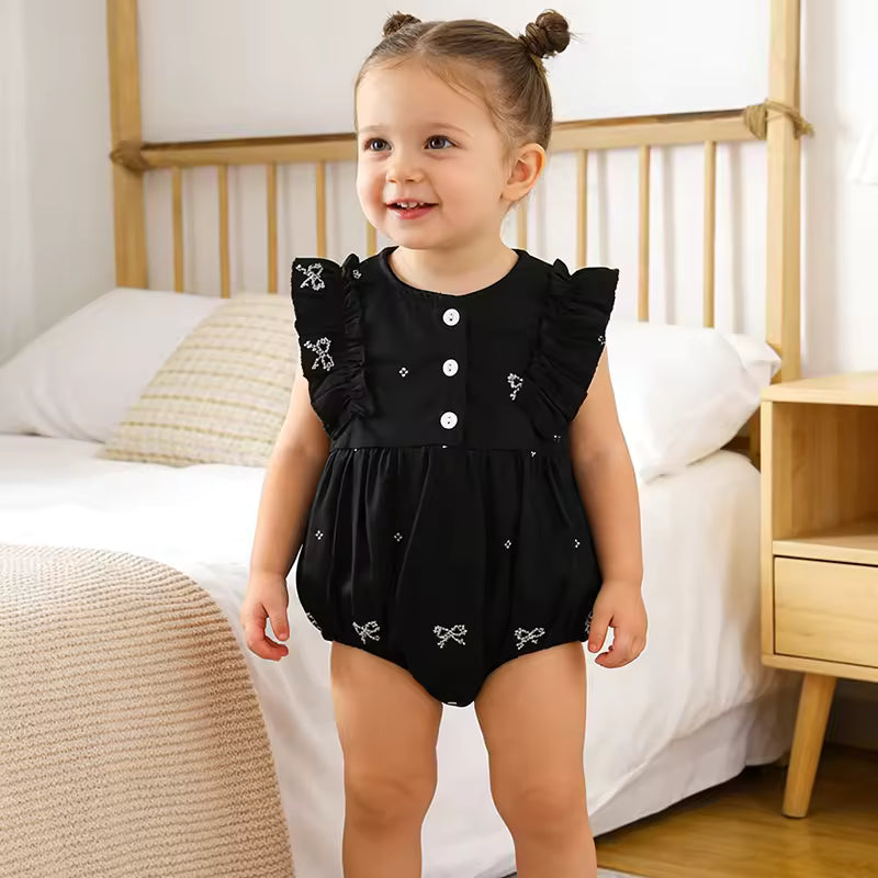 Soft floral cotton infant romper