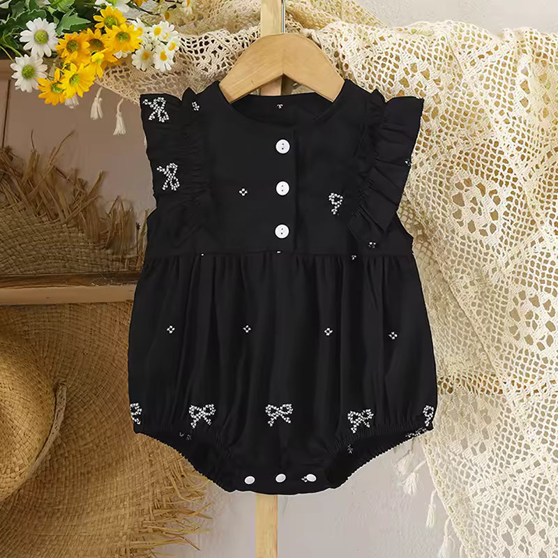 Soft floral cotton infant romper