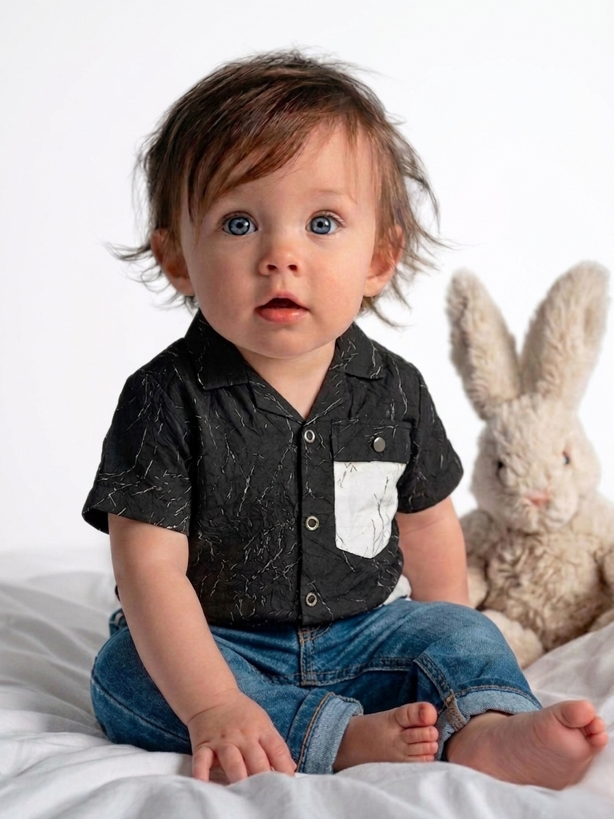 Black Marble Baby Boy Shirt