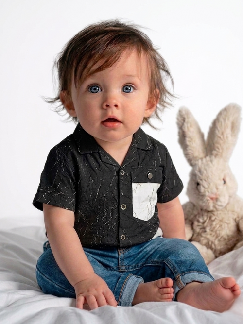 Black Marble Baby Boy Shirt