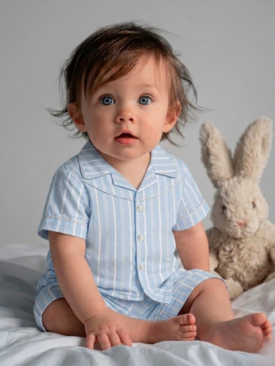 Light Blue Baby Boy Night Suit | Soft Cotton Sleepwear