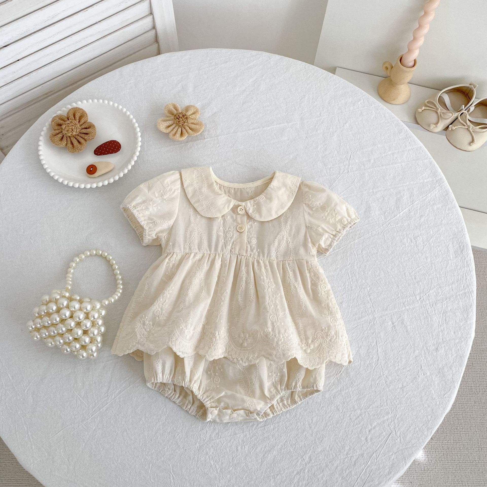 Elegant lace summer romper set