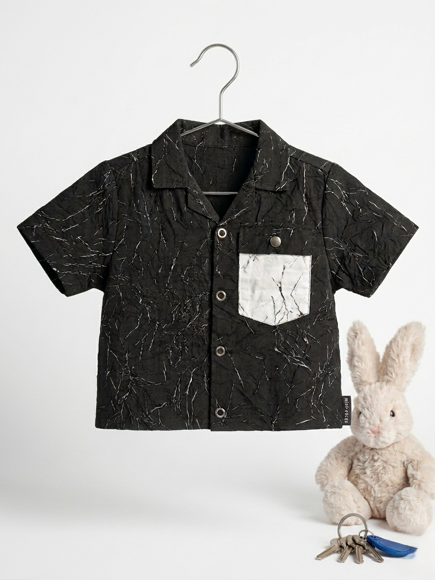 Black Marble Baby Boy Shirt