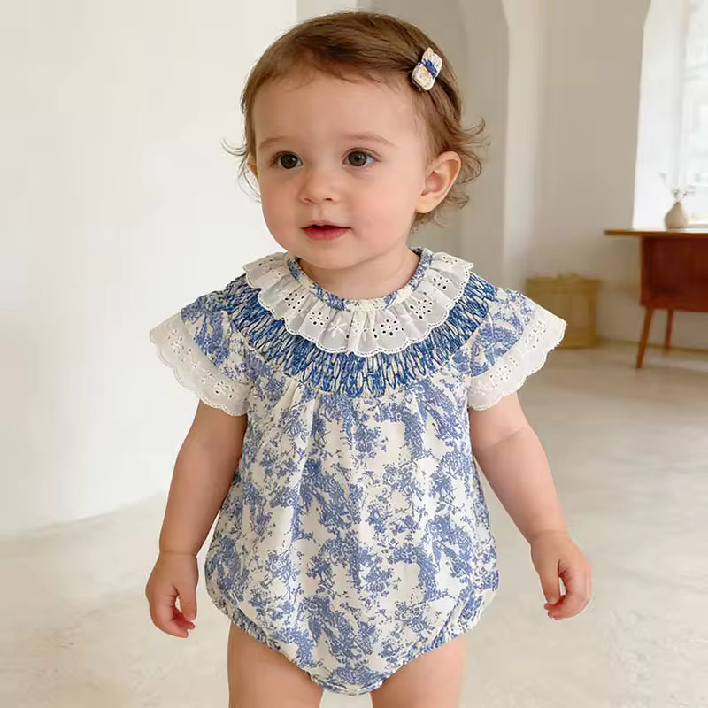 Sweet blue floral summer romper