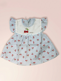 Baby Girl Sky Blue Cherry Print 2-Piece Cotton Set