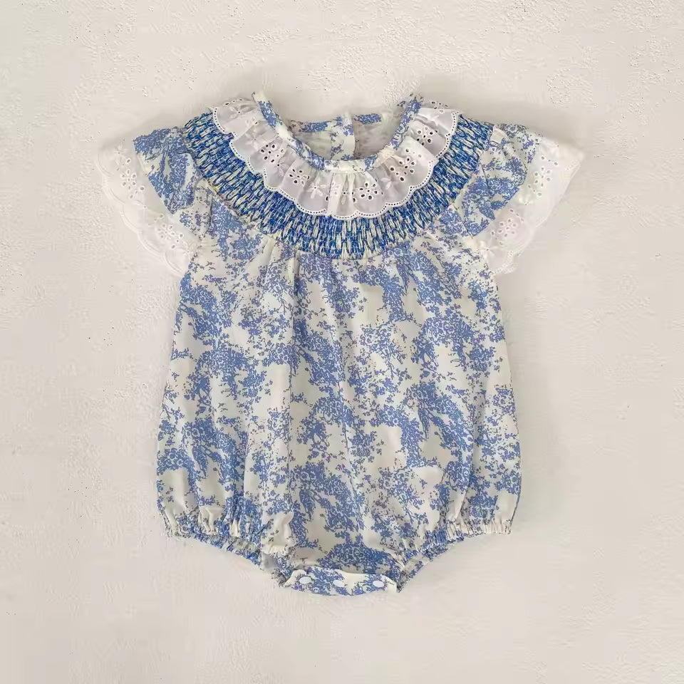 Sweet blue floral summer romper