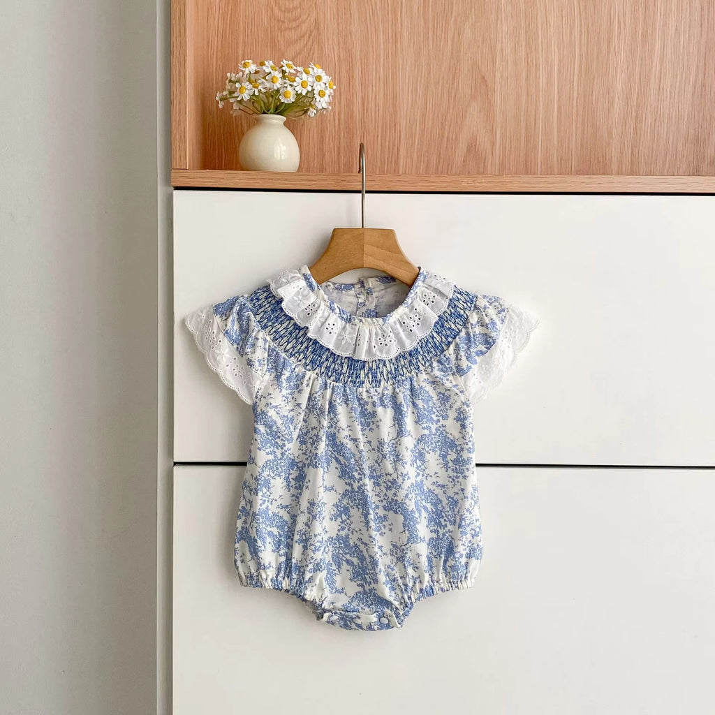 Sweet blue floral summer romper