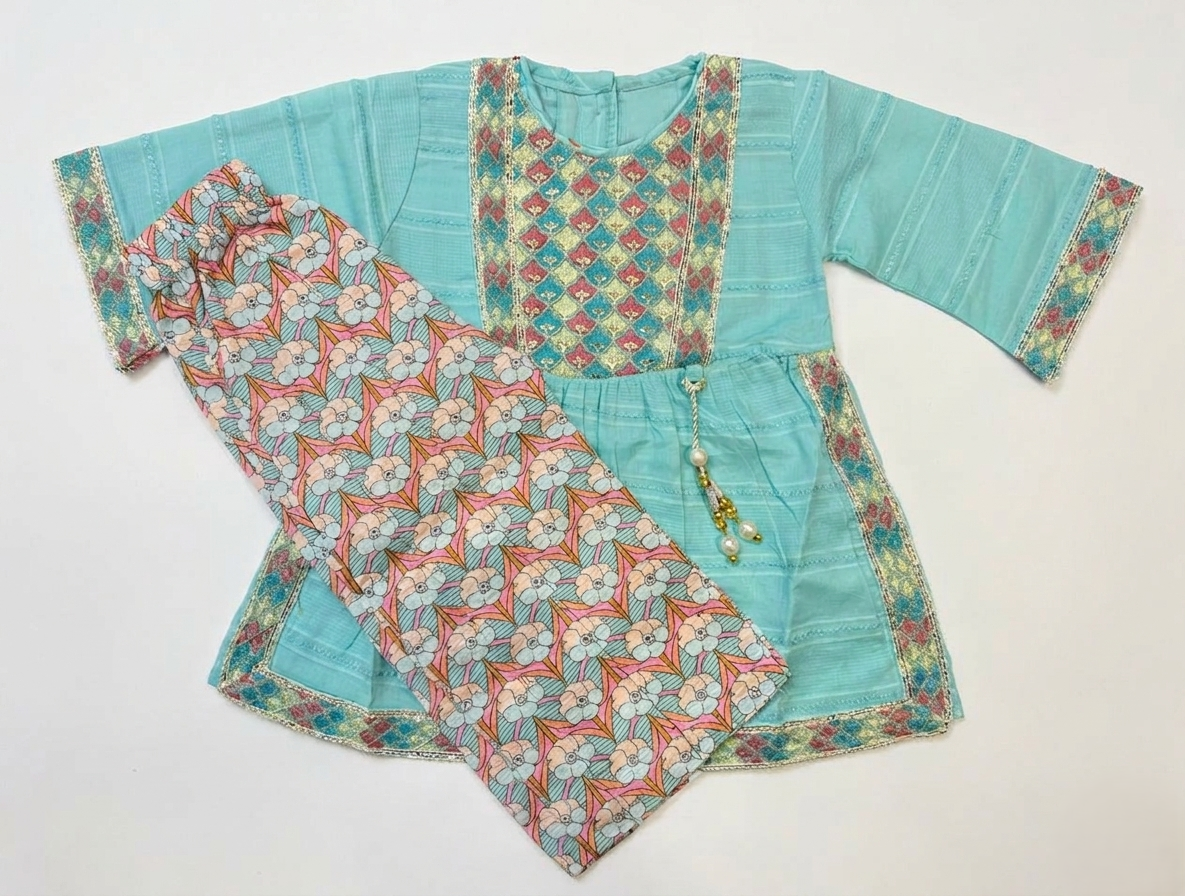 Little Girl’s Aqua Blue Eid & Party Dress