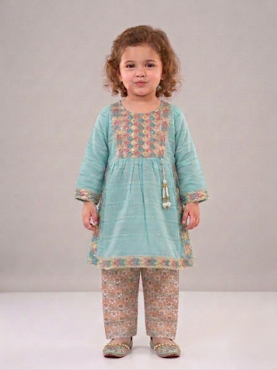 Little Girl’s Aqua Blue Eid & Party Dress