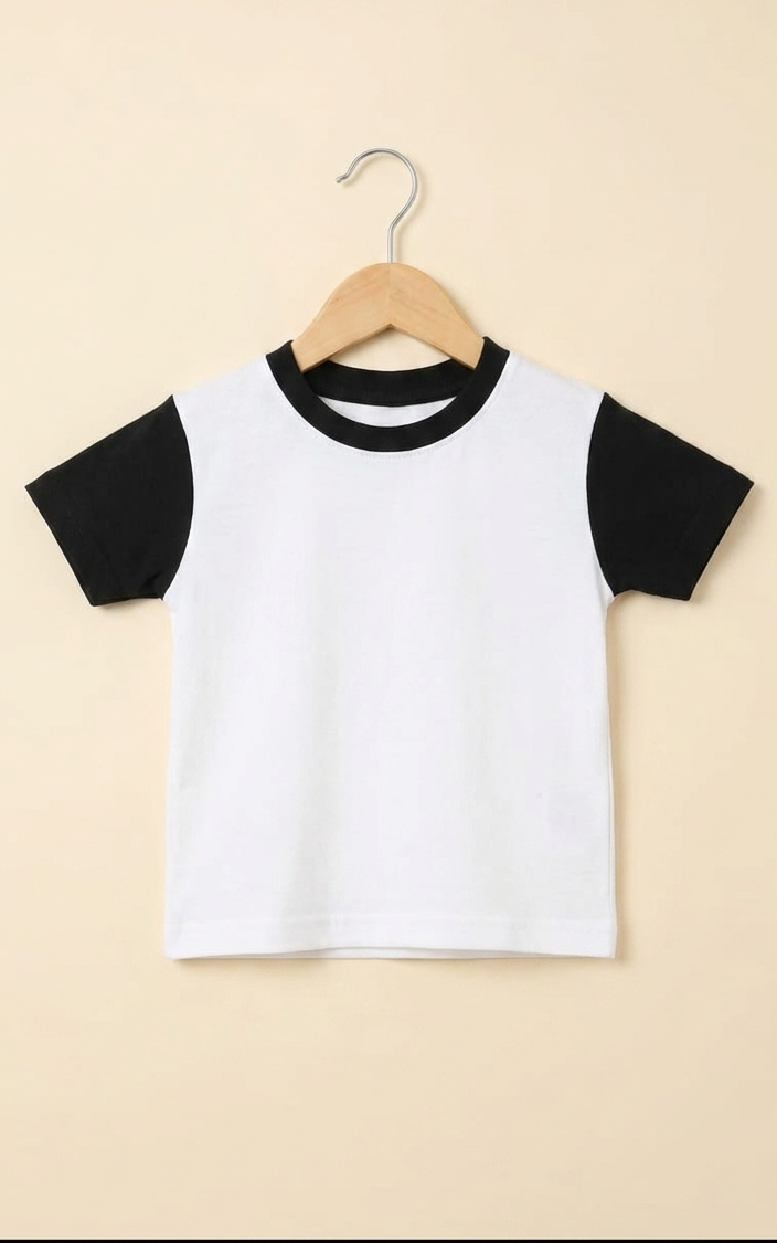 'Vogue' Script Two-Tone Crew Neck T-Shirt – White & Black