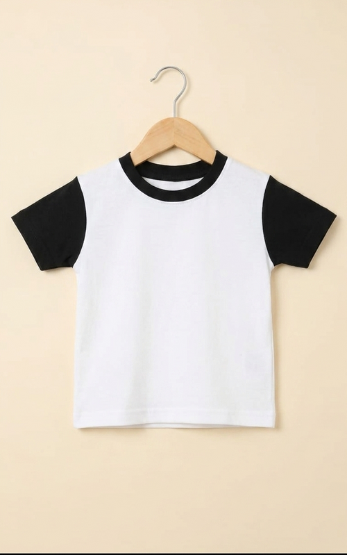 'Vogue' Script Two-Tone Crew Neck T-Shirt – White & Black