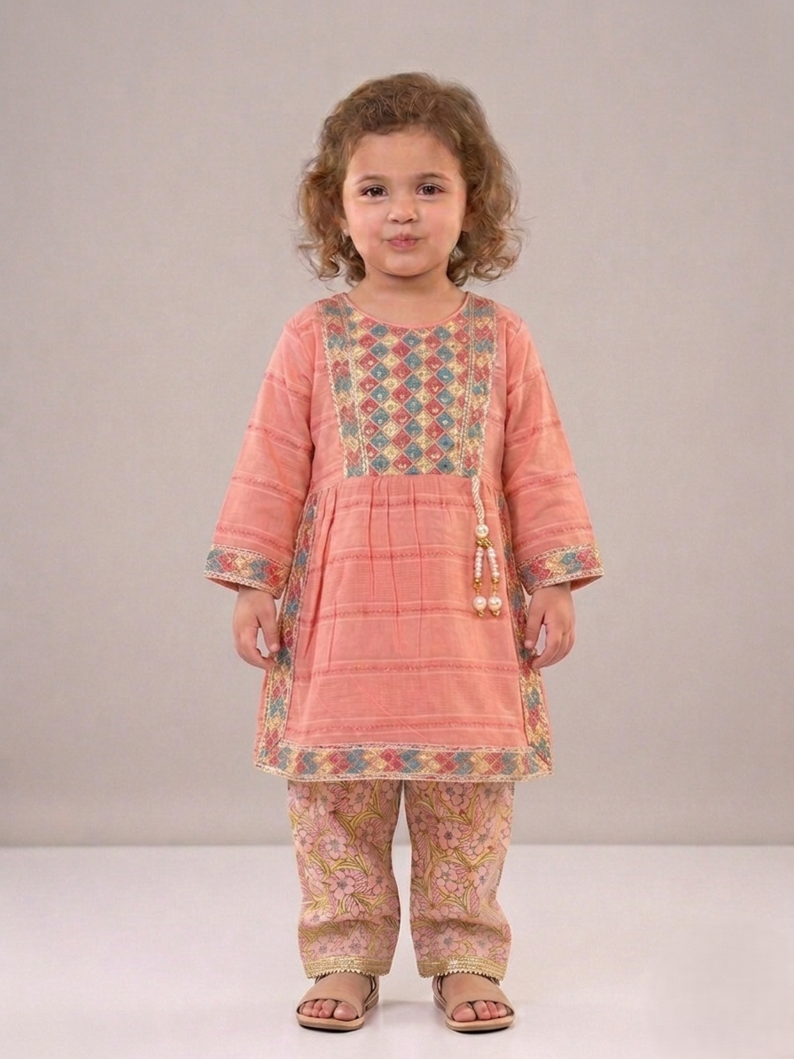 Premium Peach Pashtoon Style Eid Outfit